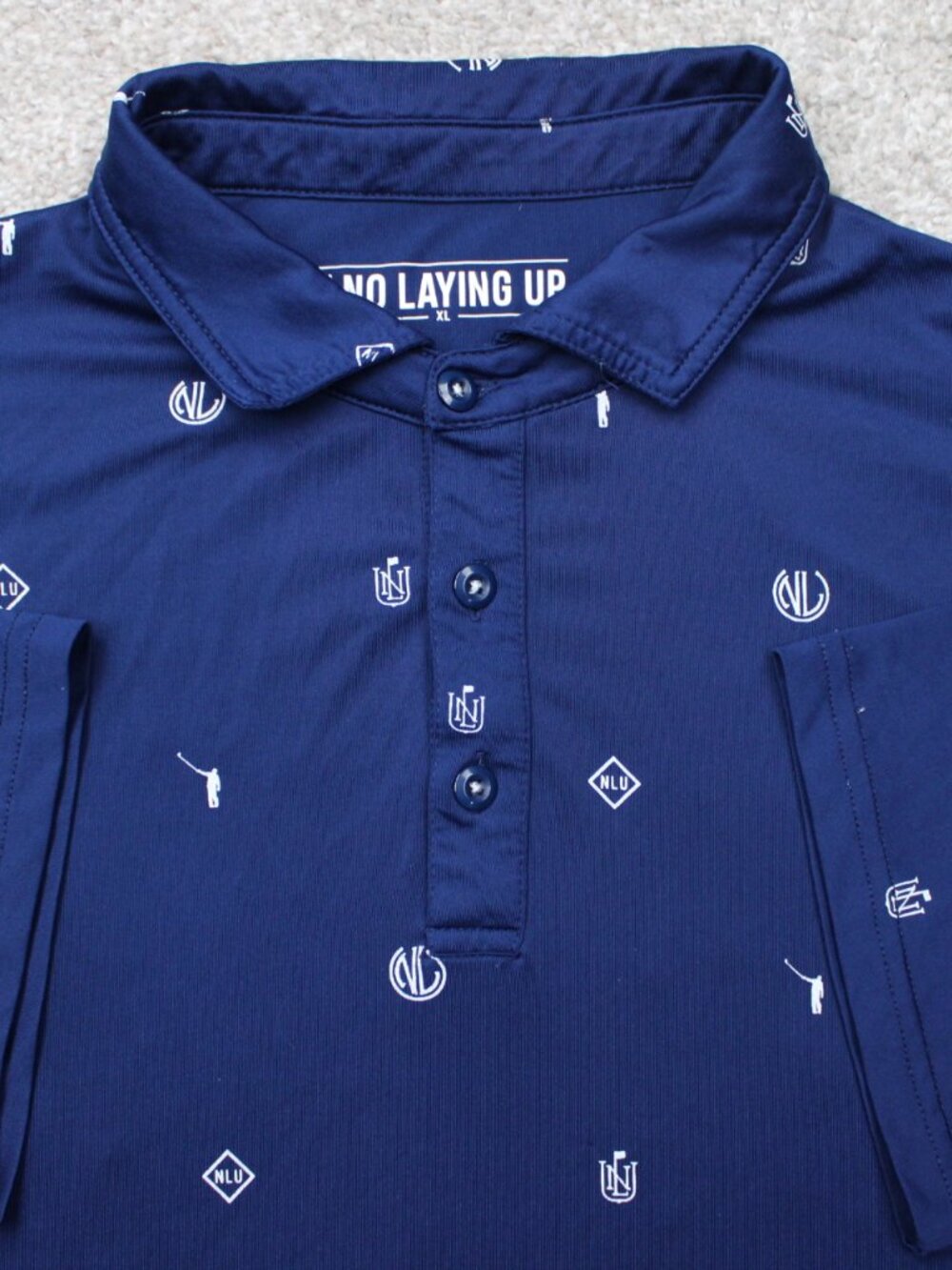 No Laying Up AOP Polo Shirt Men XL Blue Golf All Over Print Stretch Short Sleeve